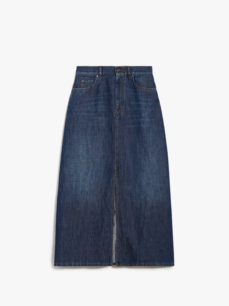 Cotton denim and linen skirt