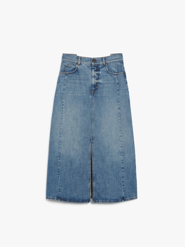 Long, Cotton-Denim Skirt for Women - Navy - Max Mara UAE