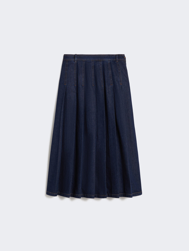 Pleated denim skirt