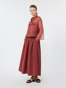 max mara pleated taffeta long skirt for women