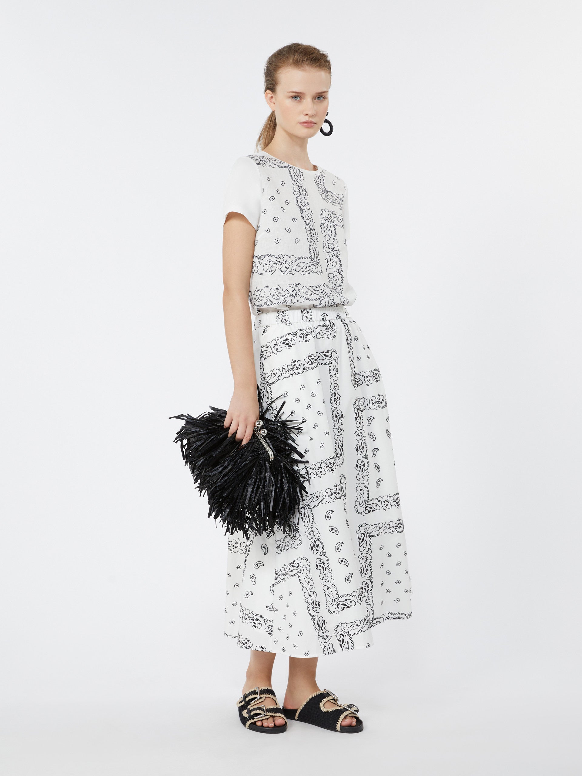 Cotton-Poplin Midi Skirt for Women - White - Max Mara UAE