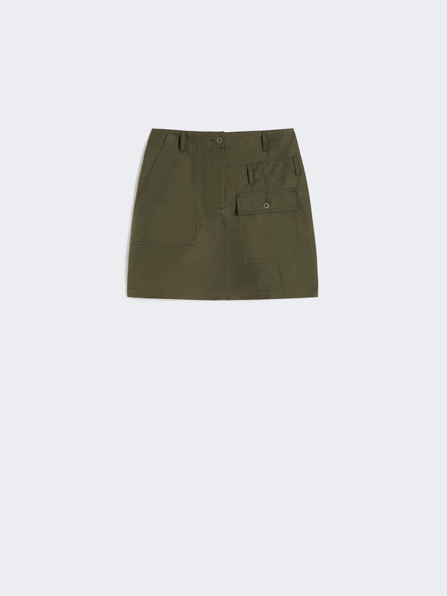 Water-Repellent Canvas Mini Skirt for Women - Kaki - Max Mara UAE