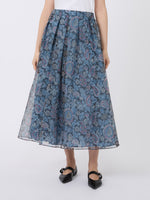 Long Printed Silk Skirt for Women - Light Blue - Max Mara UAE