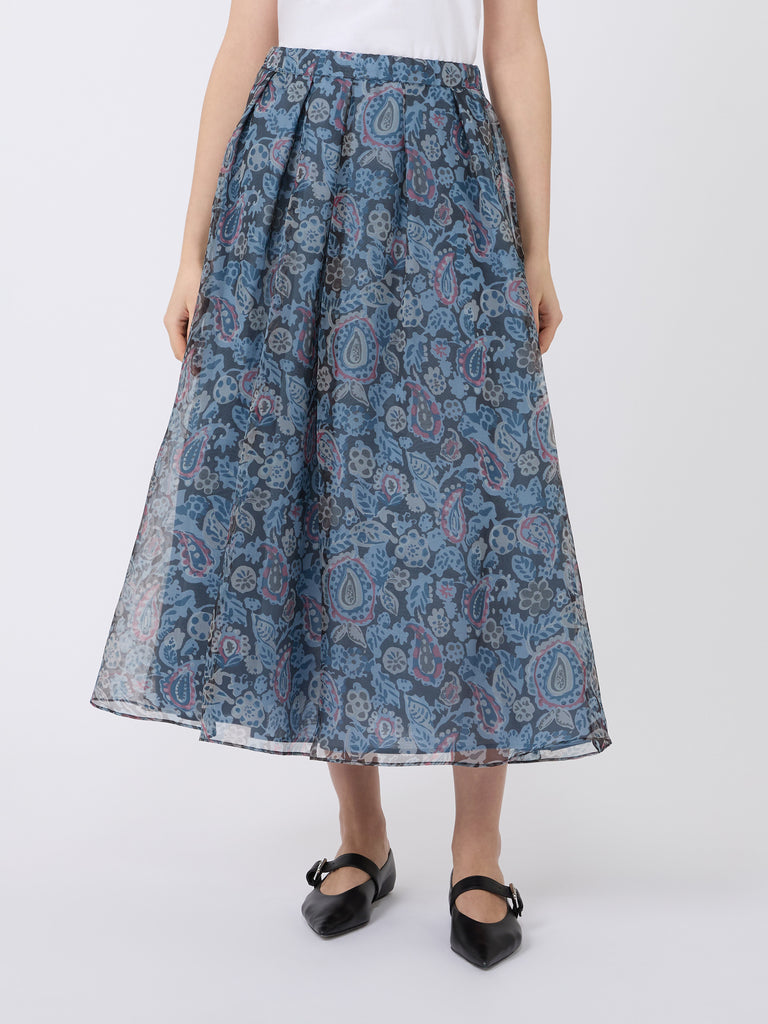 max mara long printed silk skirt