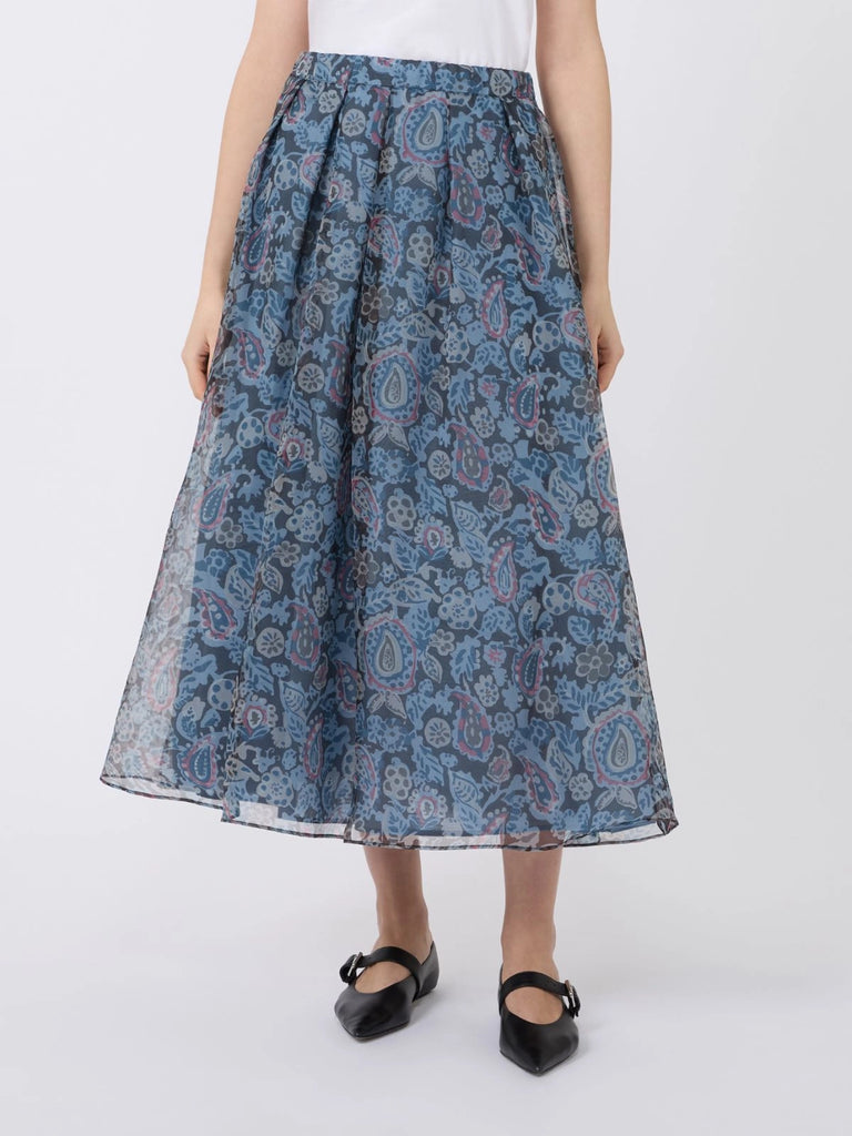 max mara long printed silk skirt