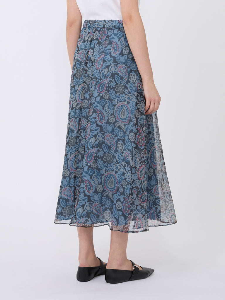 max mara long printed silk skirt