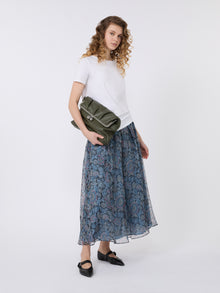 Long Printed Silk Skirt for Women - Light Blue - Max Mara UAE