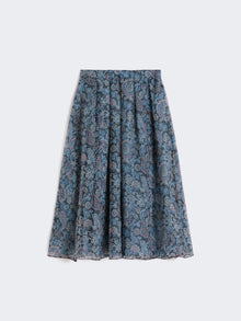 Long Printed Silk Skirt for Women - Light Blue - Max Mara UAE