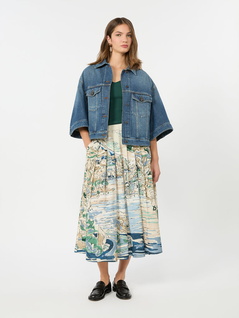 max mara pleated printed poplin skirt