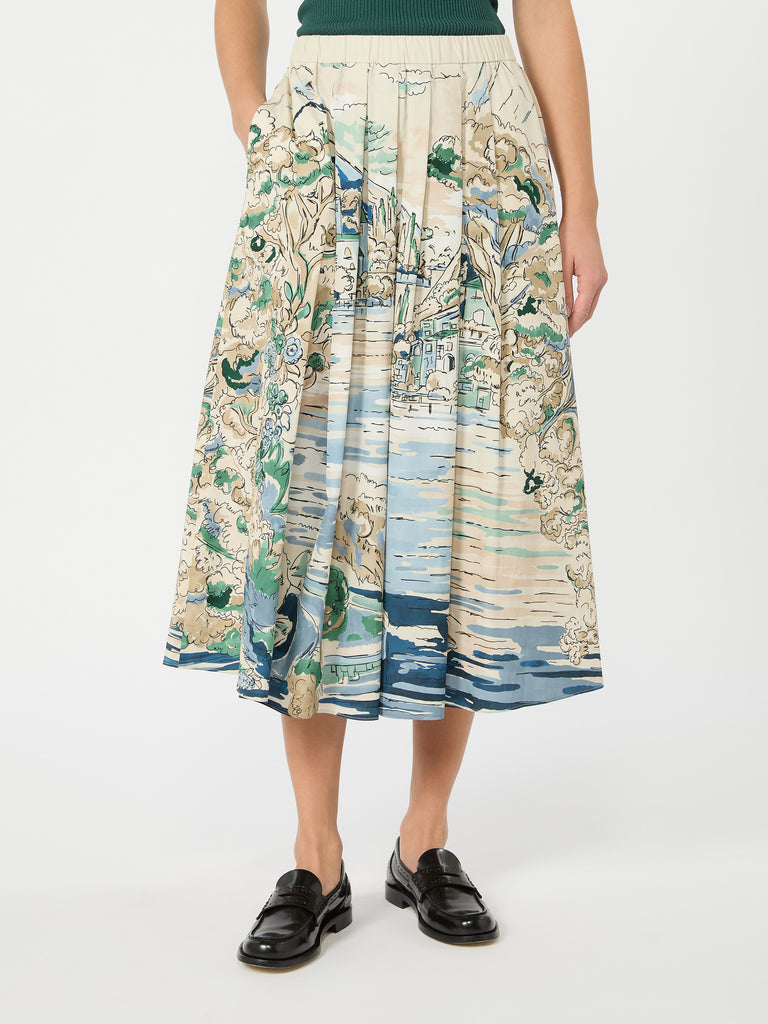 max mara pleated printed poplin skirt