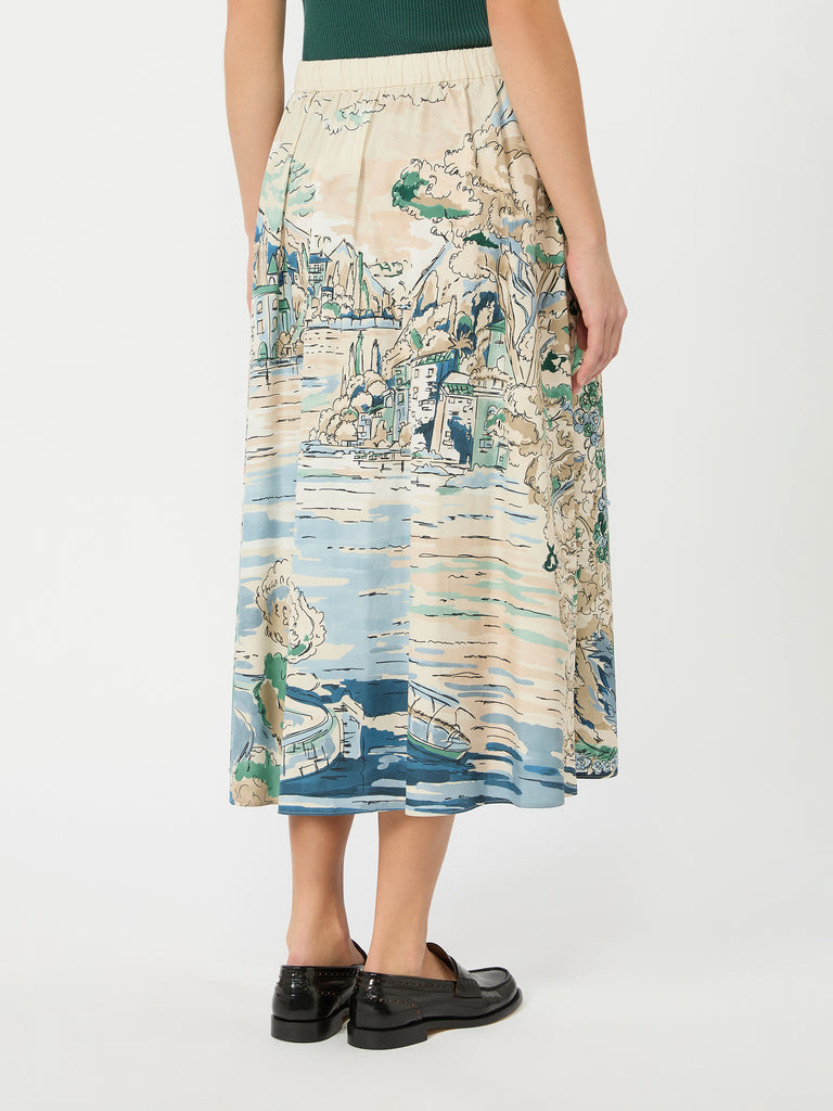 max mara pleated printed poplin skirt