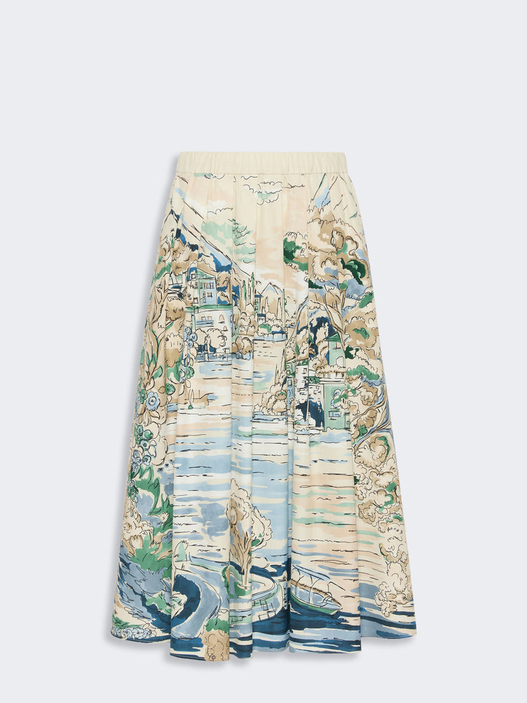 max mara pleated printed poplin skirt