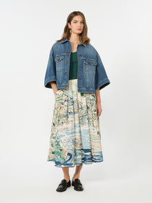 Pleated Printed Poplin Skirt for Women - Light Blue - Max Mara UAE