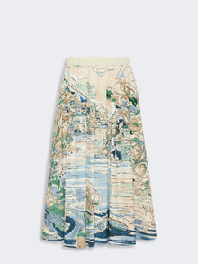 Pleated Printed Poplin Skirt for Women - Light Blue - Max Mara UAE