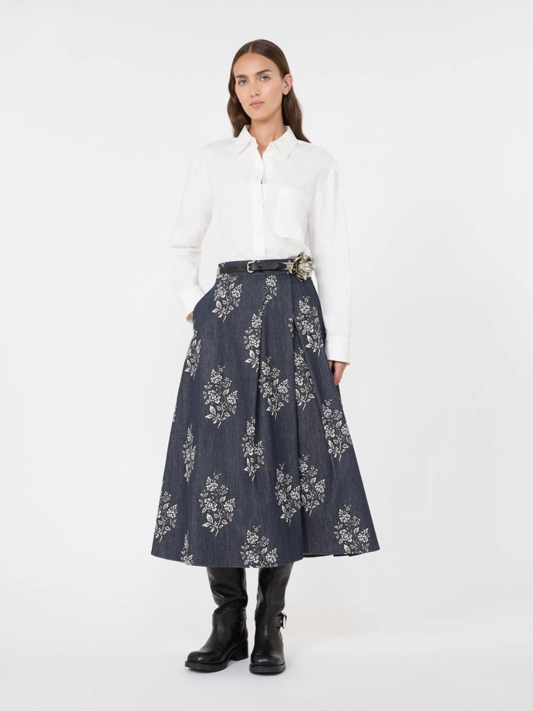 max mara pleated printed cotton skirt