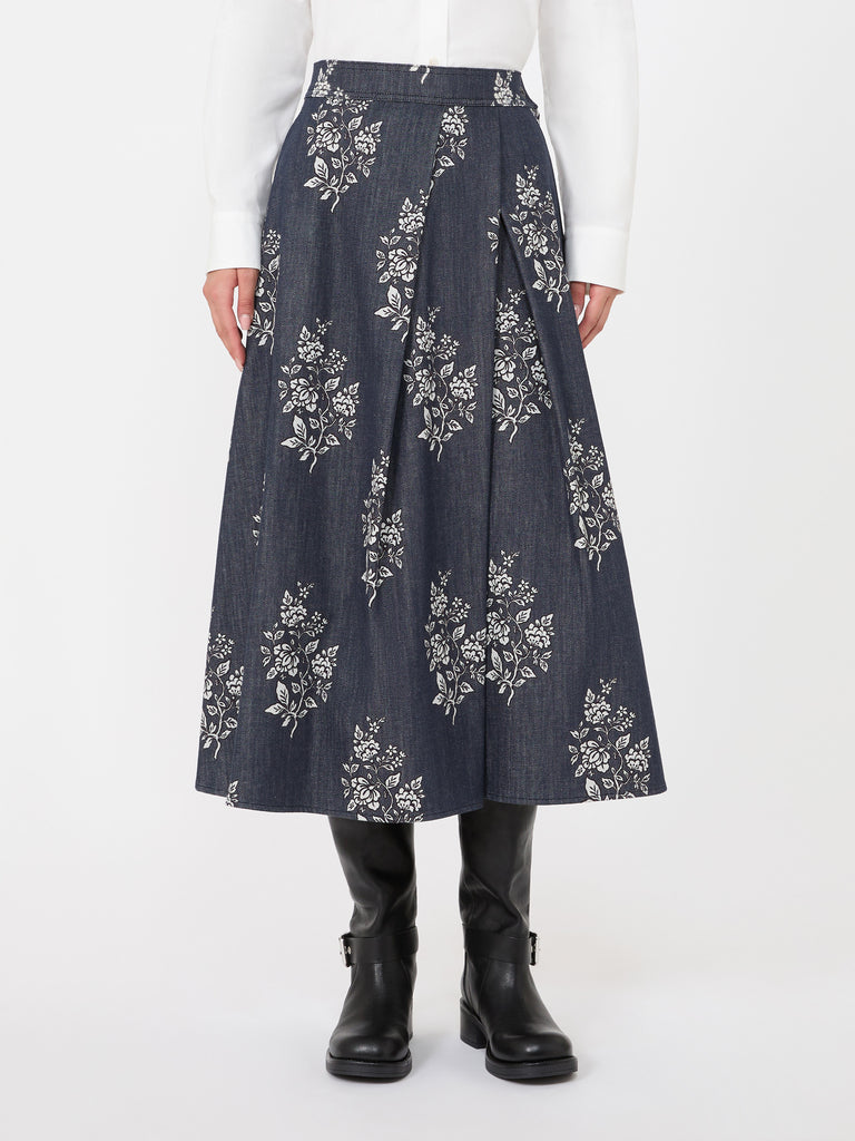 max mara pleated printed cotton skirt