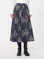 Pleated printed cotton skirt