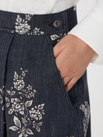 Pleated Printed Cotton Skirt for Women - Navy - Max Mara UAE