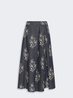 Pleated Printed Cotton Skirt for Women - Navy - Max Mara UAE