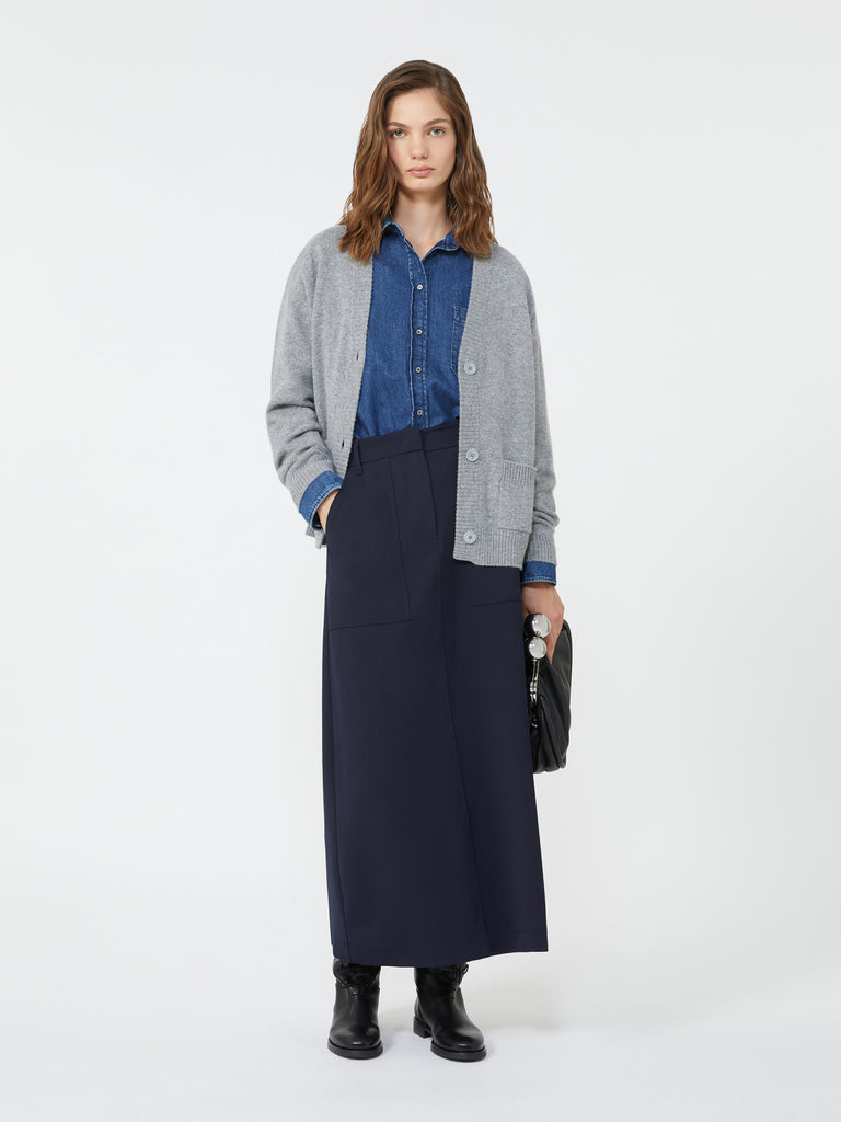 max mara long wool blend skirt