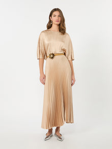 Pleated Satin Skirt for Women - Antique Rose - Max Mara UAE