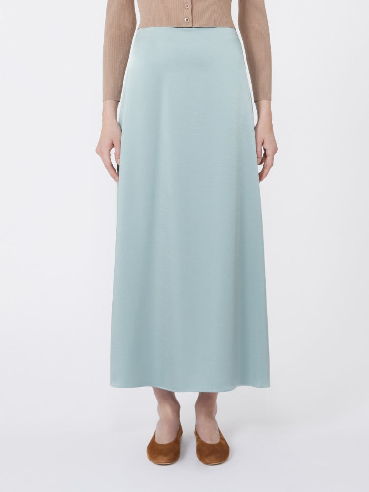 Satin calf-length skirt