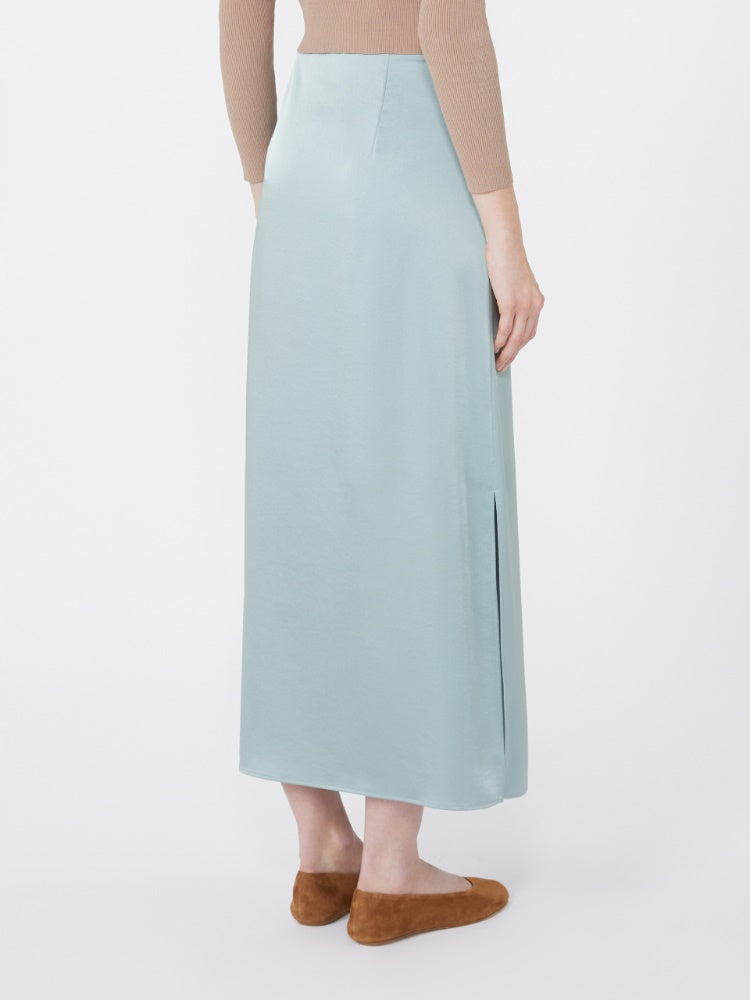 Satin calf-length skirt