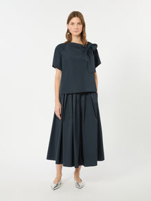 Long Cotton-Blend Taffeta Skirt for Women - Navy - Max Mara UAE