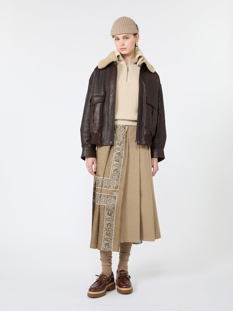 max mara printed twill and cotton drill skirt