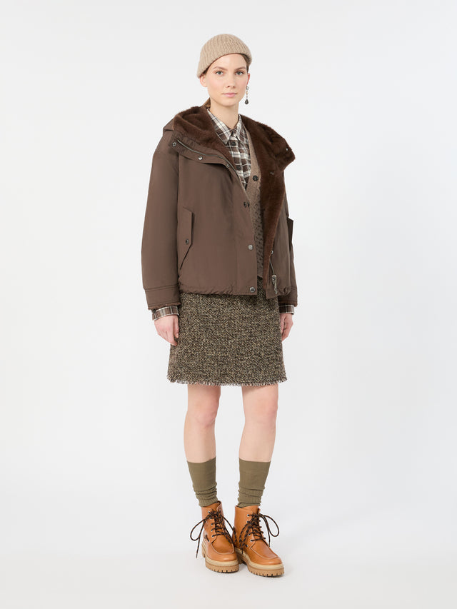 max mara wool blend bouclé short skirt for women