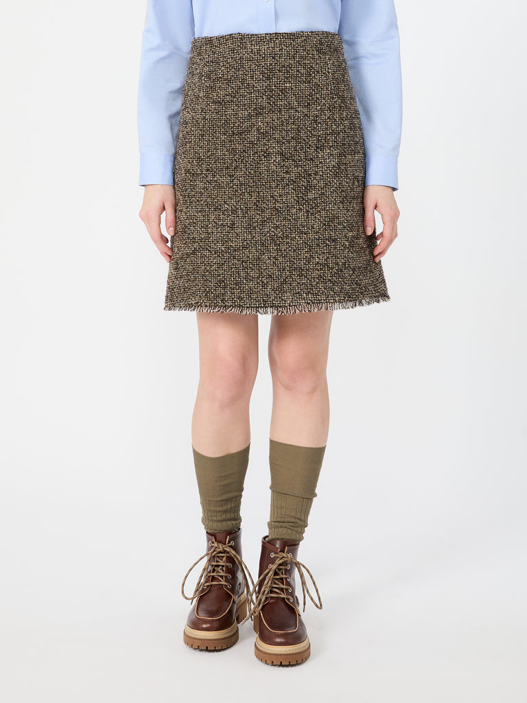 max mara wool blend bouclé short skirt