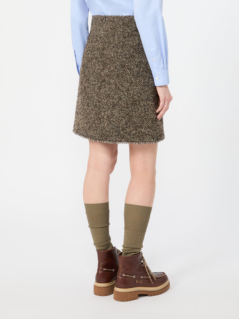 max mara wool blend bouclé short skirt
