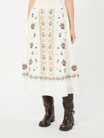 max mara long embroidered cotton skirt for women