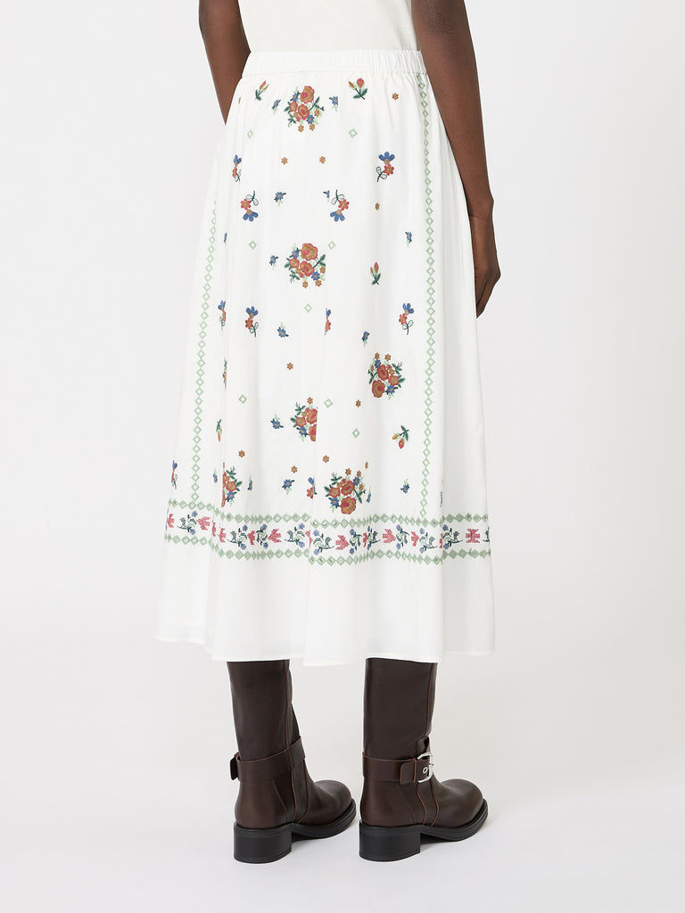 max mara long embroidered cotton skirt