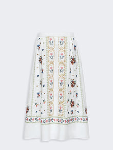 Long Embroidered Cotton Skirt for Women - White - Max Mara UAE