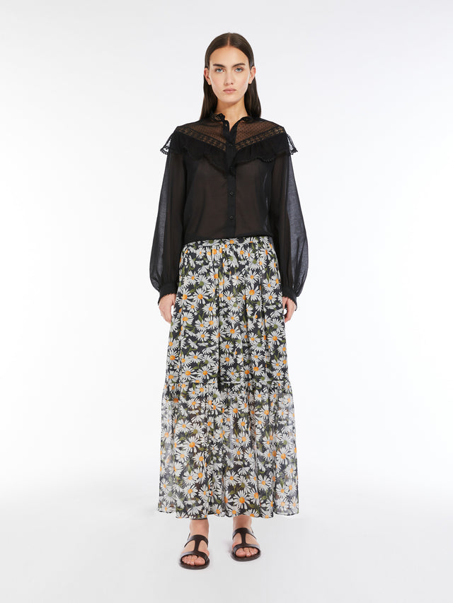 Cotton Voile Shirt for Women - Black - Max Mara UAE