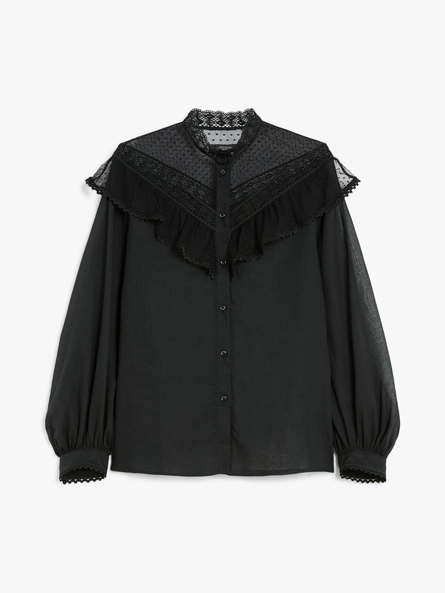Cotton Voile Shirt for Women - Black - Max Mara UAE