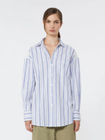 Striped cotton shirt with eyelet lace