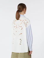 Striped cotton shirt with eyelet lace