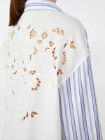 Striped cotton shirt with eyelet lace