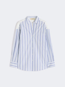 Striped cotton shirt with eyelet lace