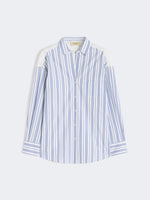 Striped cotton shirt with eyelet lace