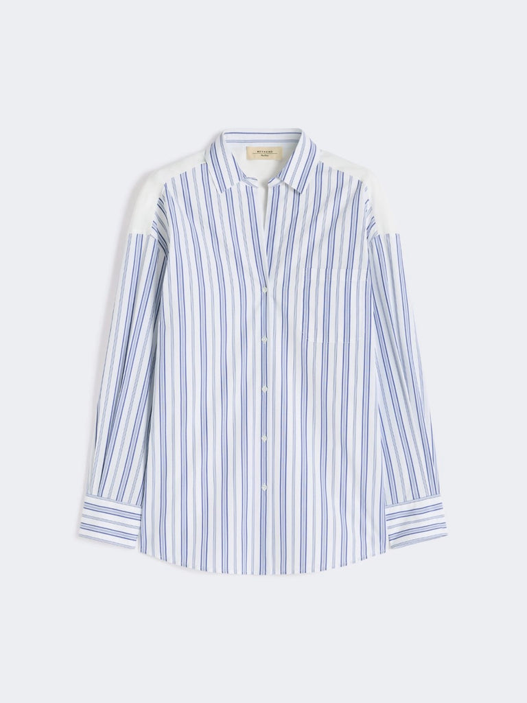 Striped cotton shirt with eyelet lace