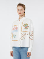 Cotton blouse with lace and embroideries