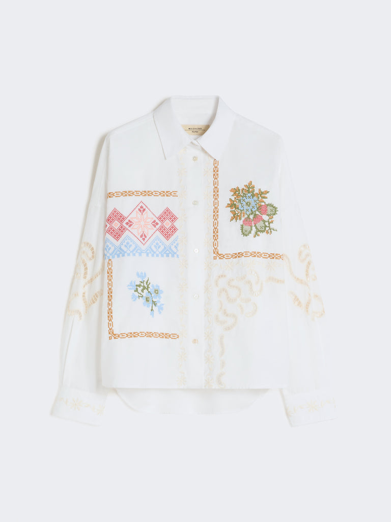 Cotton blouse with lace and embroideries