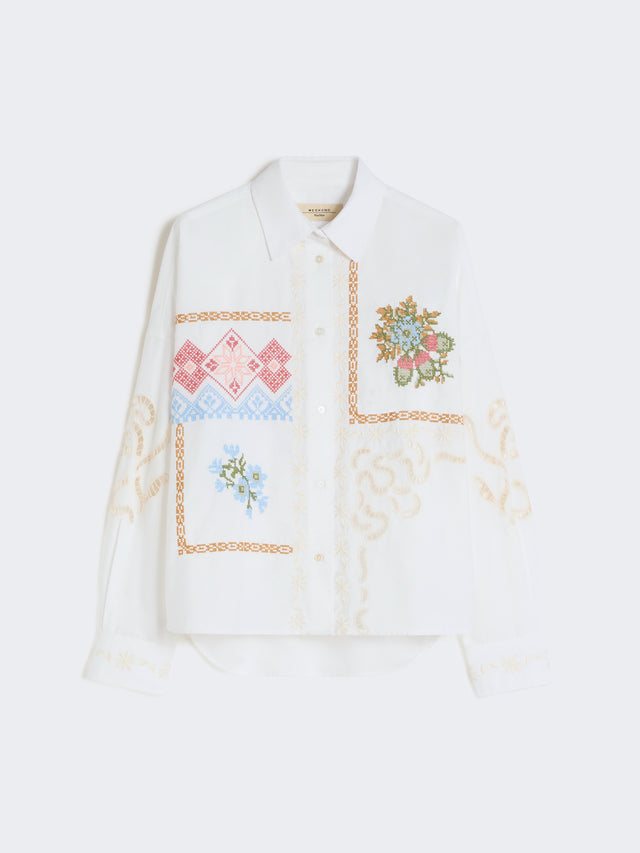 max mara cotton blouse with lace and embroideries for women