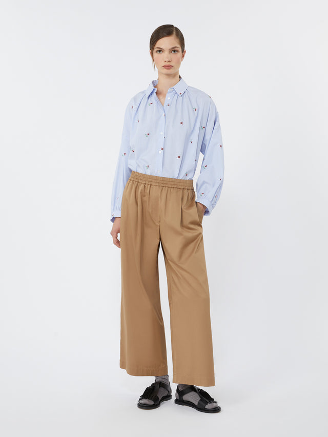 Poplin Shirt With Embroidery for Women - Light Blue - Max Mara UAE