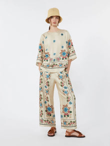 Printed silk twill blouse