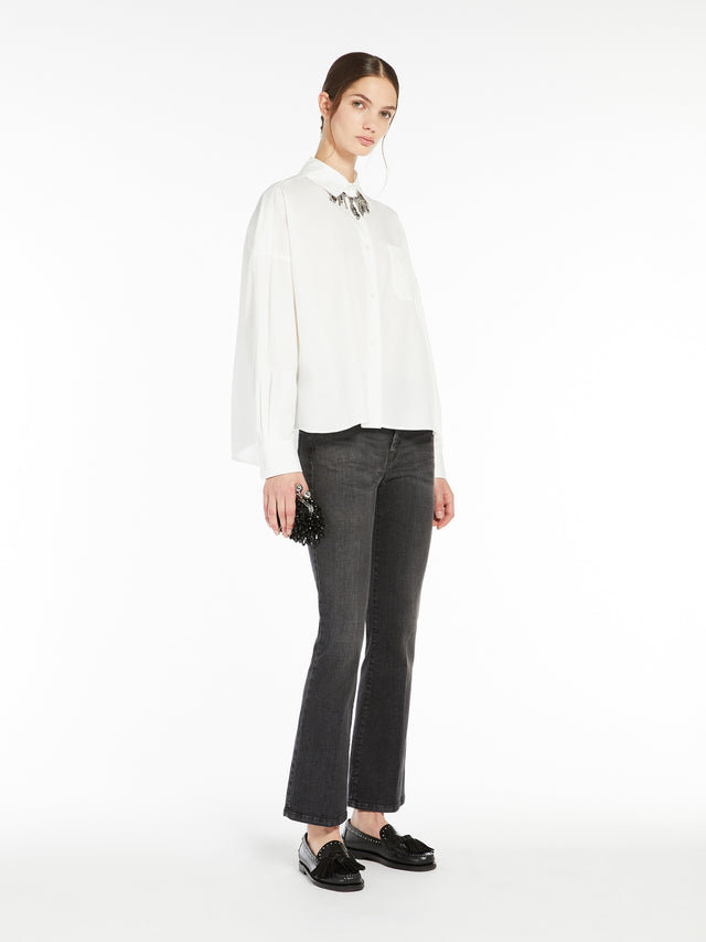 Cotton Poplin Shirt for Women - White - Max Mara UAE