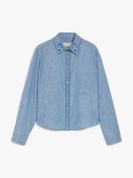 Cotton Chambray Shirt for Women - Navy - Max Mara UAE